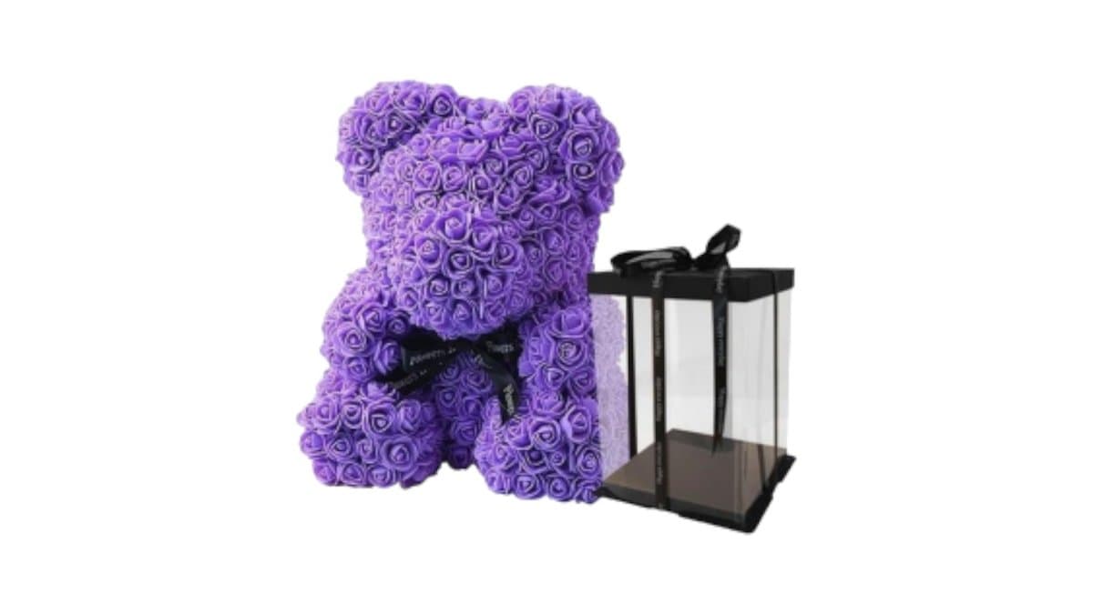 Rose Bear Μωβ σε Διάφανη Συσκευασία