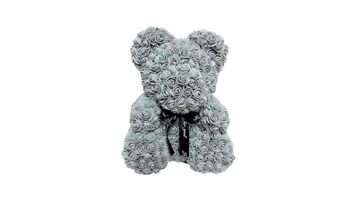 Rose Bear Γκρι σε Διάφανη Συσκευασία